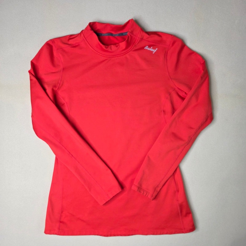 Baleaf Long Sleeve Base Top Women's Size M Red Thermal Fleece Lined Mock Neck